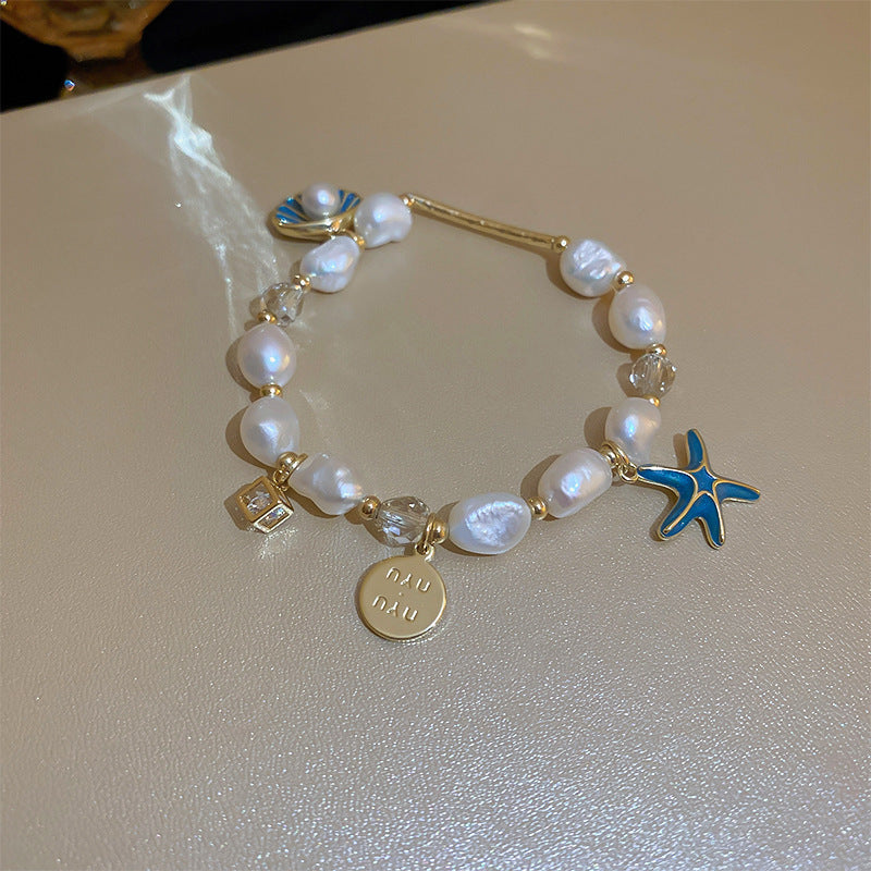 Wholesale Tide Elegant Pearl Crystal Jade Double Circle Bracelet Niche Personality Bracelet Fashion High Sense Bracelet